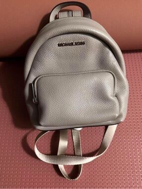 Michael Kors Small Pebbled Leather Backpack in Light Gray